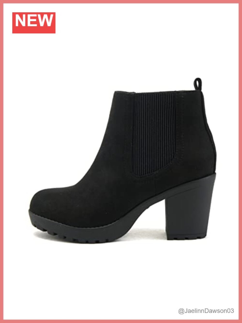 Soda Pensee Women Lug Sole Mid Heel Chelsea Ankle Bootie Double Elastic Gore